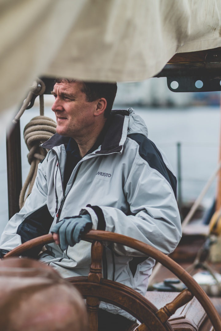 Eileen II with David Gray at the helm