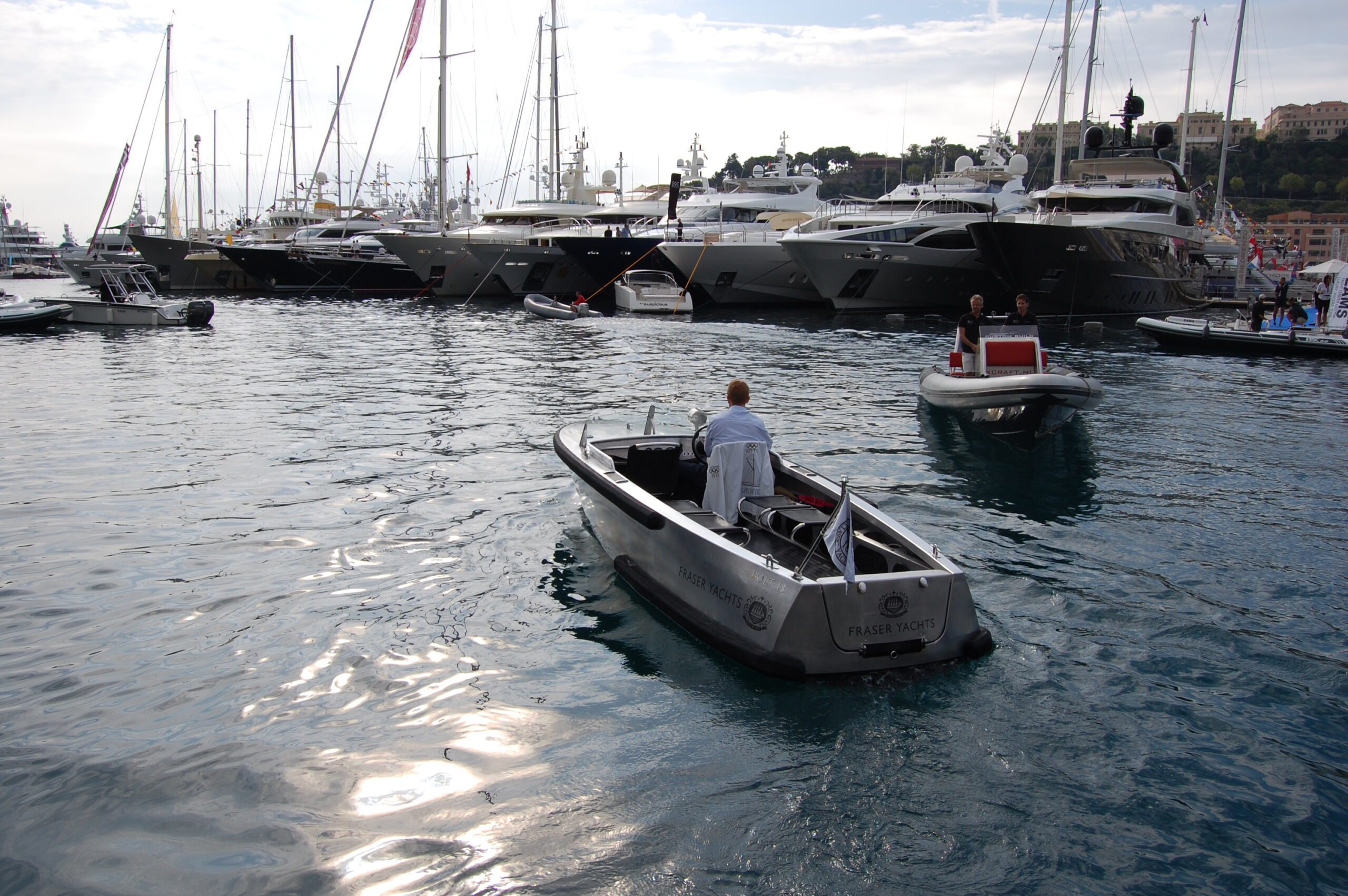 Operating in Monaco Harbour as a transfer boat for Fraser Yachts during the yacht show in 2012