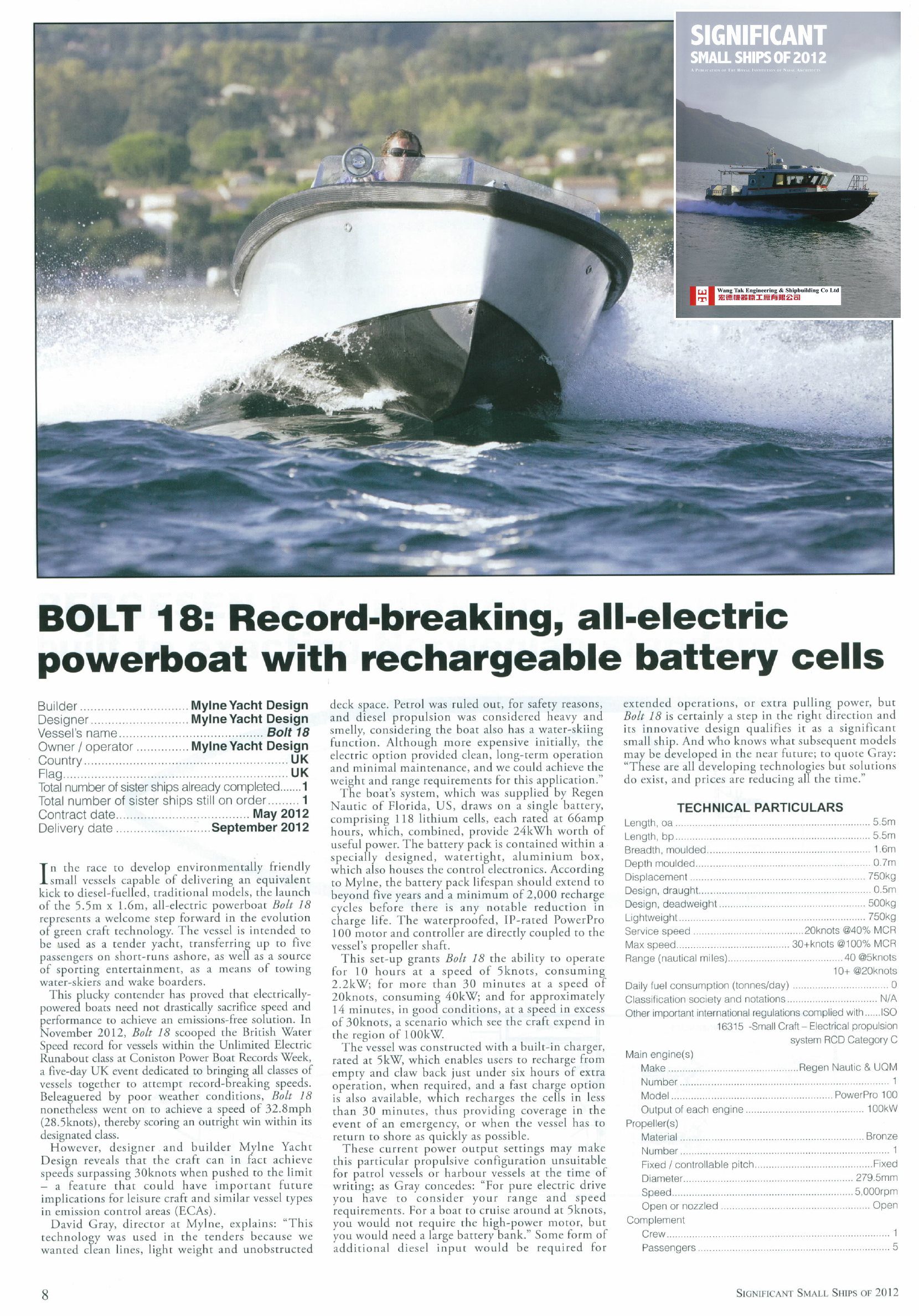 Bolt featured RINA Significant Small Ships 2012